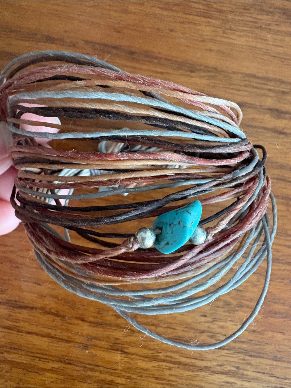 Boho Turquoise wax Multi-String Fox Wrap Bracelet